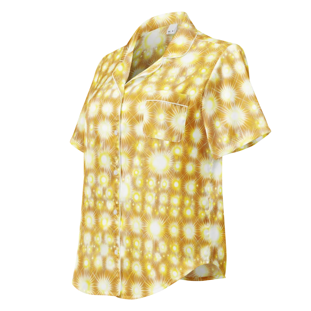 Golden Radiance on Women's Short Sleeve Pajama Top — Left Front