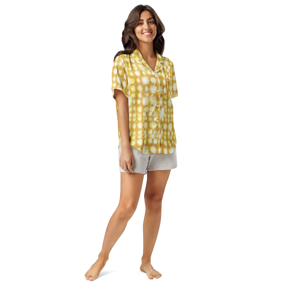Golden Radiance on Women's Short Sleeve Pajama Top — Front