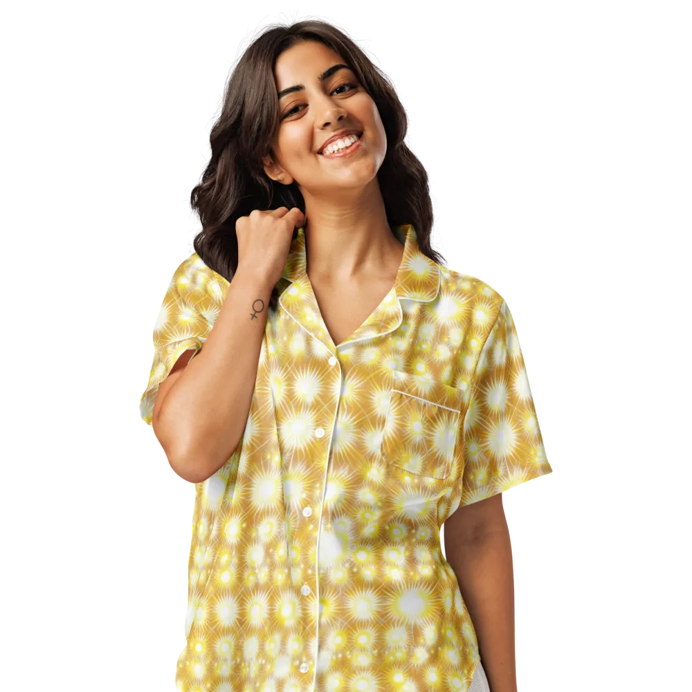 Golden Radiance on Women's Short Sleeve Pajama Top — Front