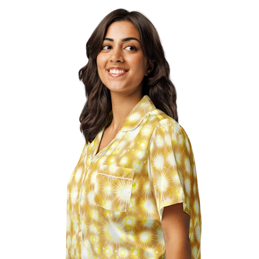 Golden Radiance on Women's Short Sleeve Pajama Top — Left Front
