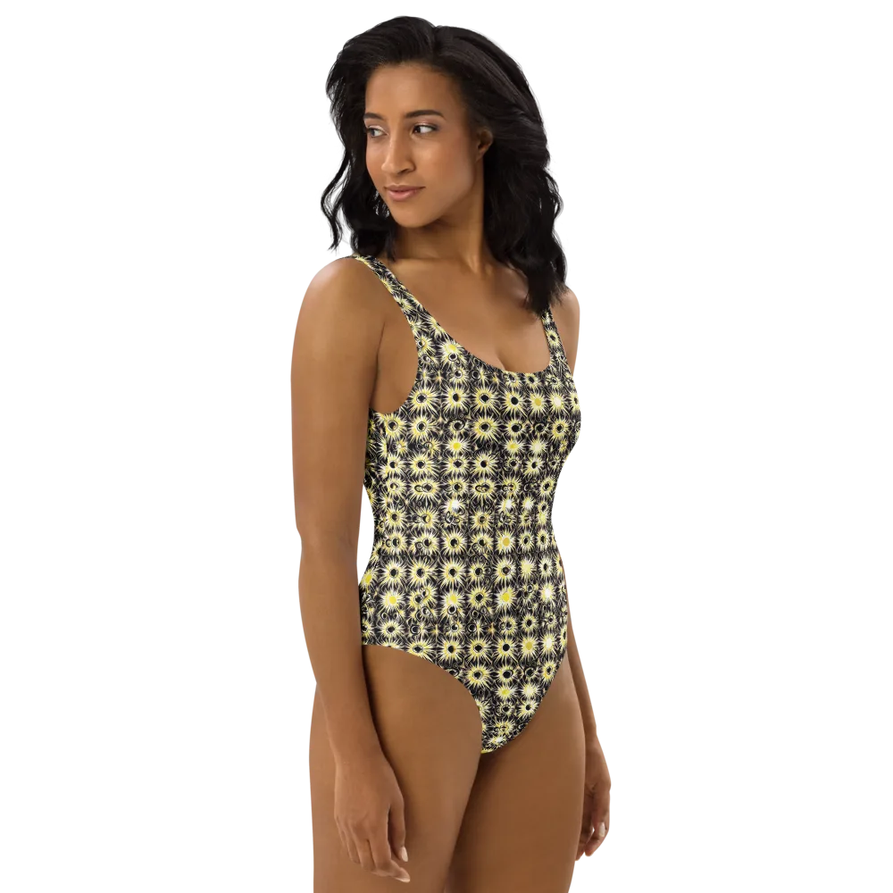 Gilded Sunburst on One-Piece Swimsuit — Right