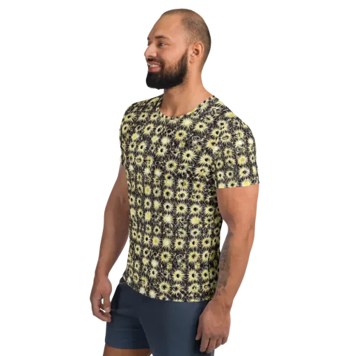 Gilded Sunburst on a Men's Athletic T-Shirt
