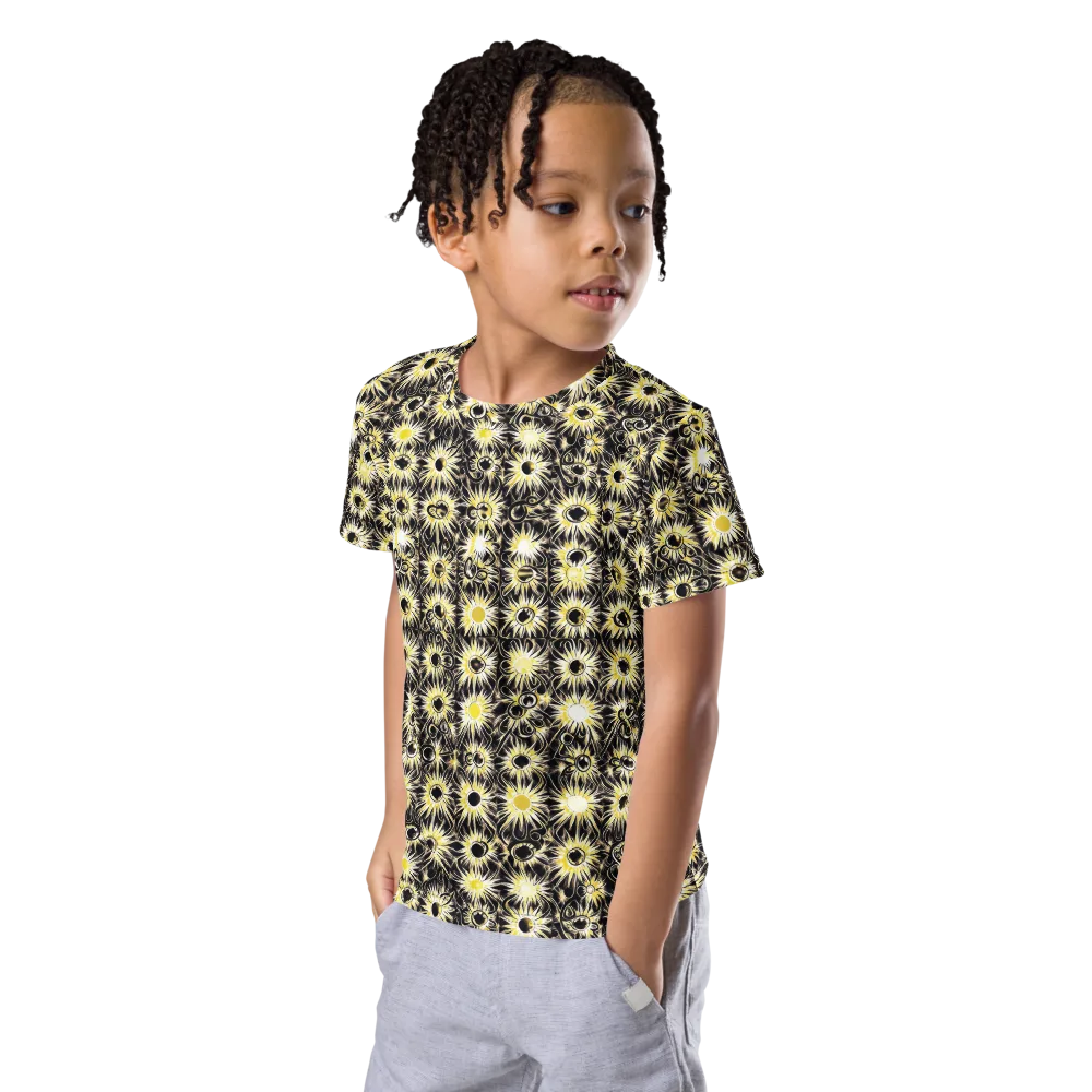 Gilded Sunburst on Kids Crew Neck T-Shirt — Left Front