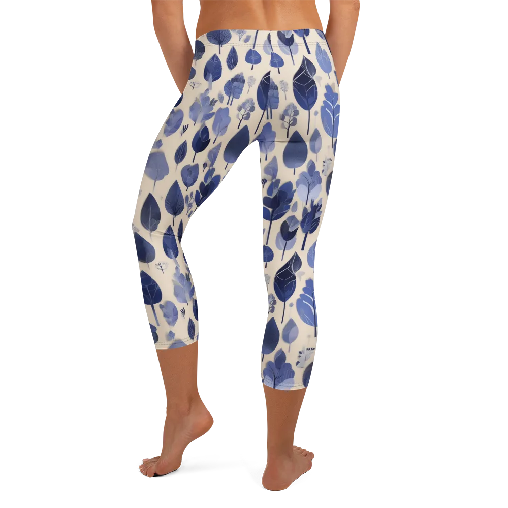 Moonlit Foliage on Capri Leggings — Back