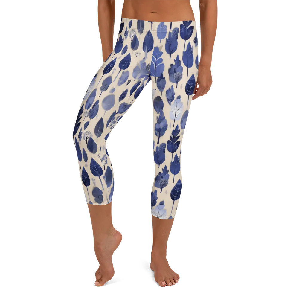 Moonlit Foliage on Capri Leggings — Front