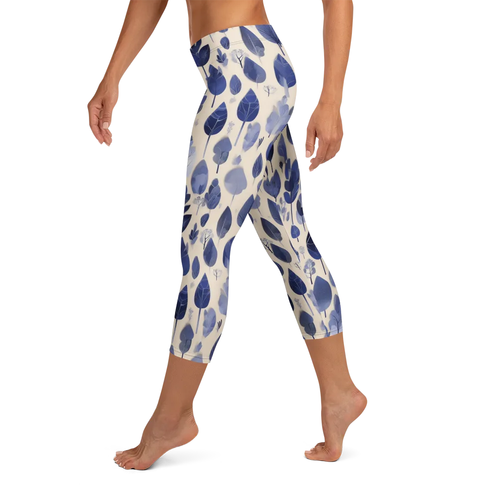 Moonlit Foliage on Capri Leggings — Left