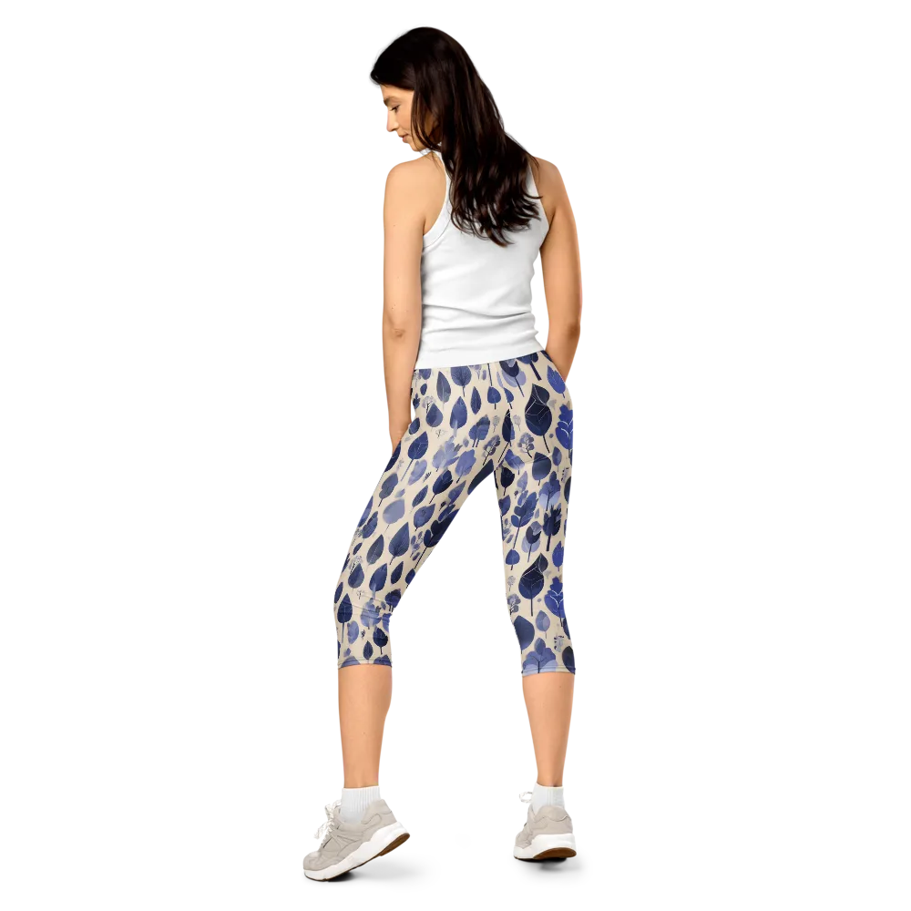 Moonlit Foliage on Capri Leggings — Back