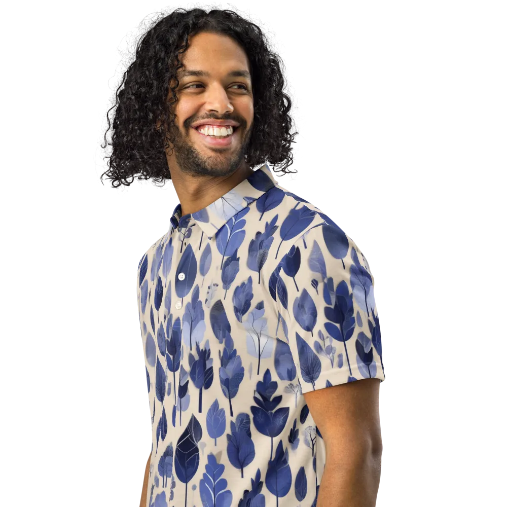 Moonlit Foliage on Men's Slim Fit Polo Shirt — Left Front