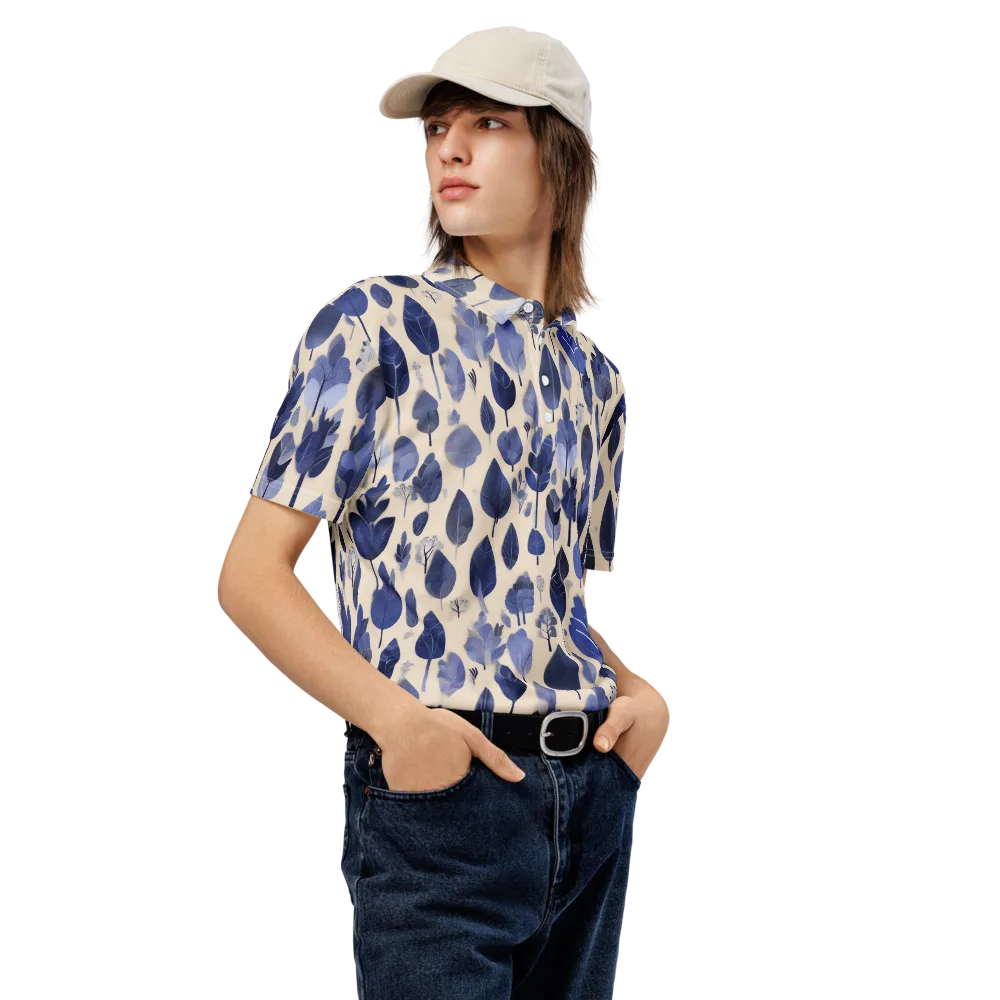 Moonlit Foliage on Men's Slim Fit Polo Shirt — Right Front