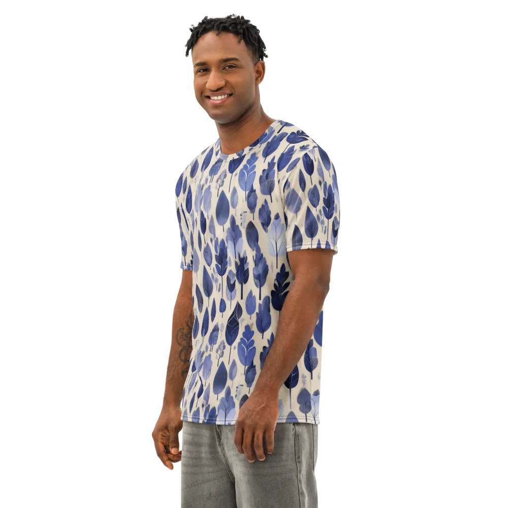 Moonlit Foliage on Men's Cotton Crew Neck T-Shirt — Left Front