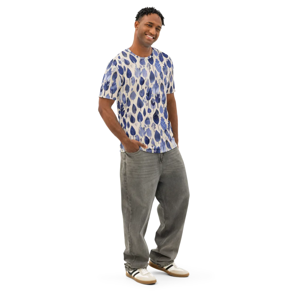 Moonlit Foliage on Men's Cotton Crew Neck T-Shirt — Right Front
