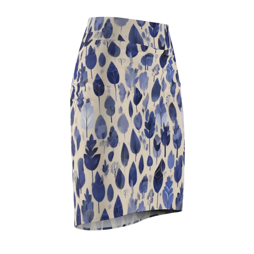Moonlit Foliage on Pencil Skirt — Front Side
