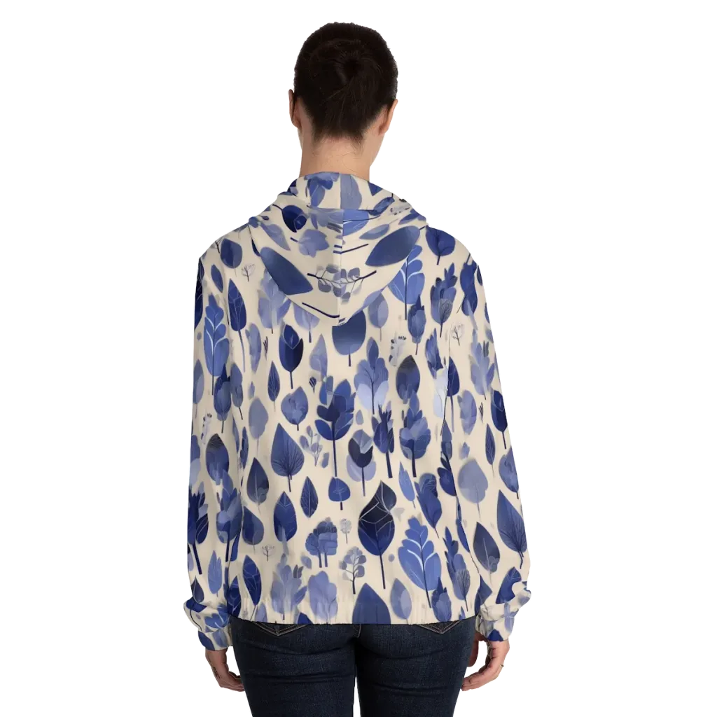 Moonlit Foliage on Women's Full-Zip Hoodie — Back On Person