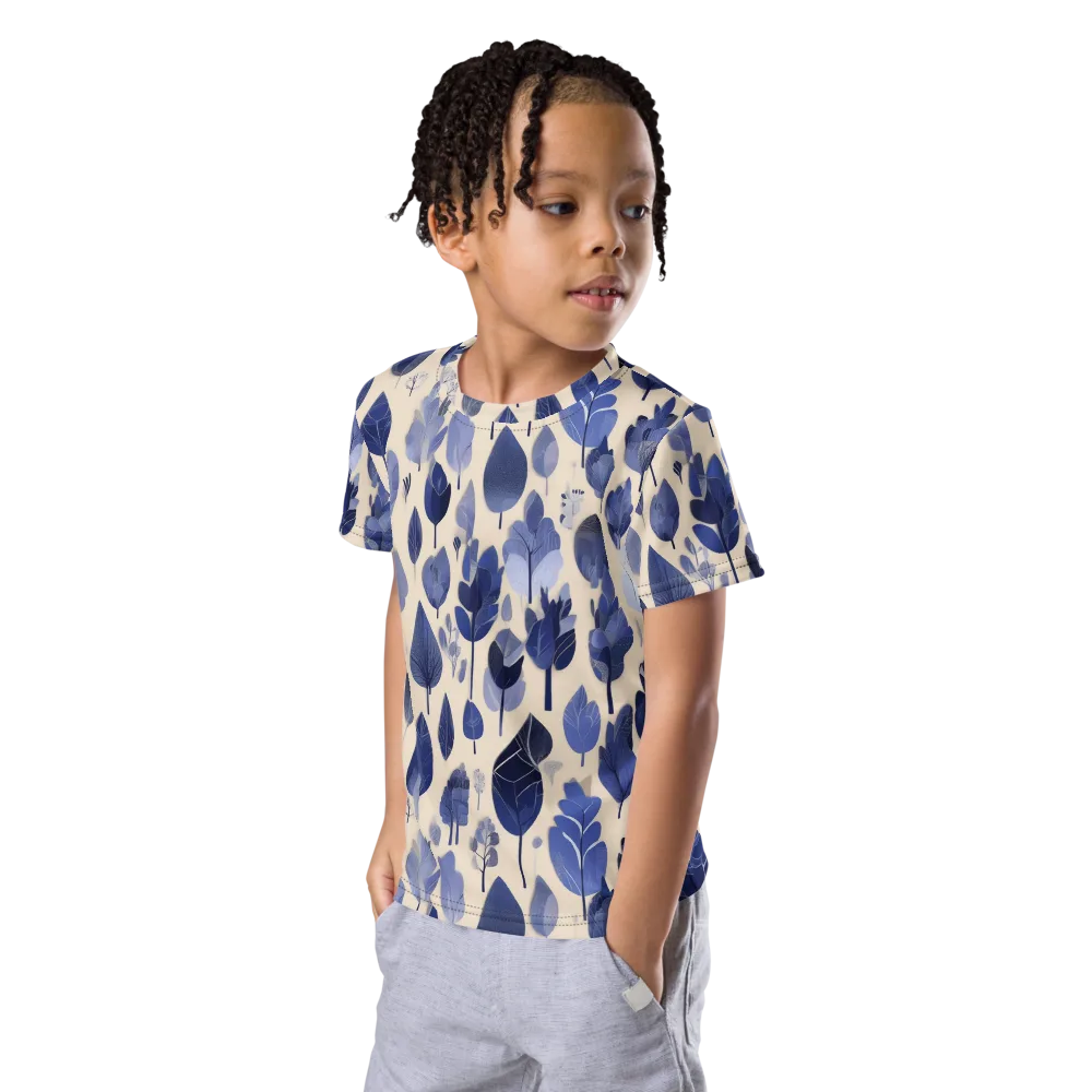 Moonlit Foliage on Kids Crew Neck T-Shirt — Left Front