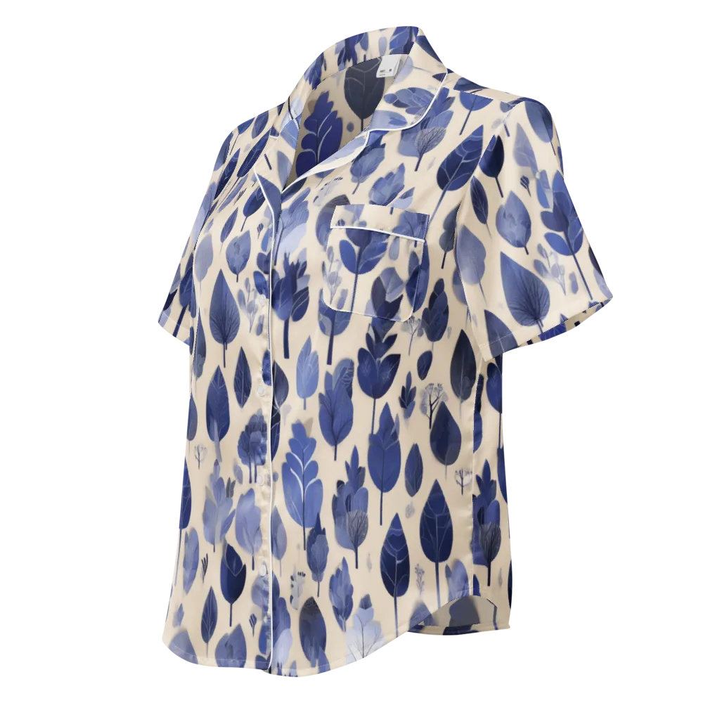 Moonlit Foliage on Women's Short Sleeve Pajama Top — Left Front