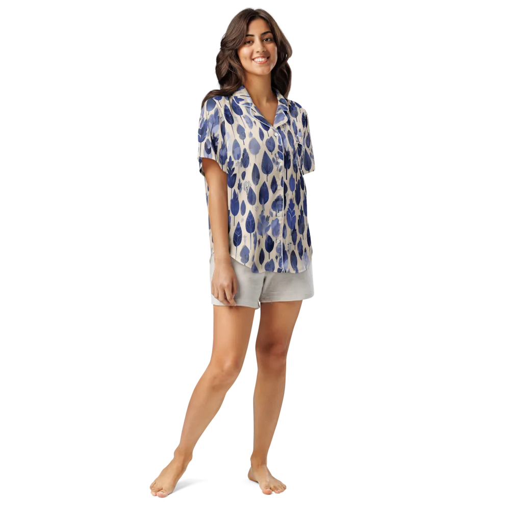 Moonlit Foliage on Women's Short Sleeve Pajama Top — Front