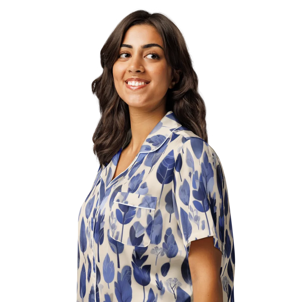 Moonlit Foliage on Women's Short Sleeve Pajama Top — Left Front