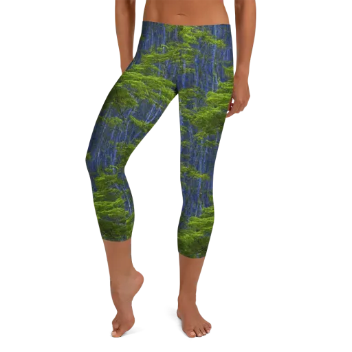 Cobalt Forest on a Capri Leggings