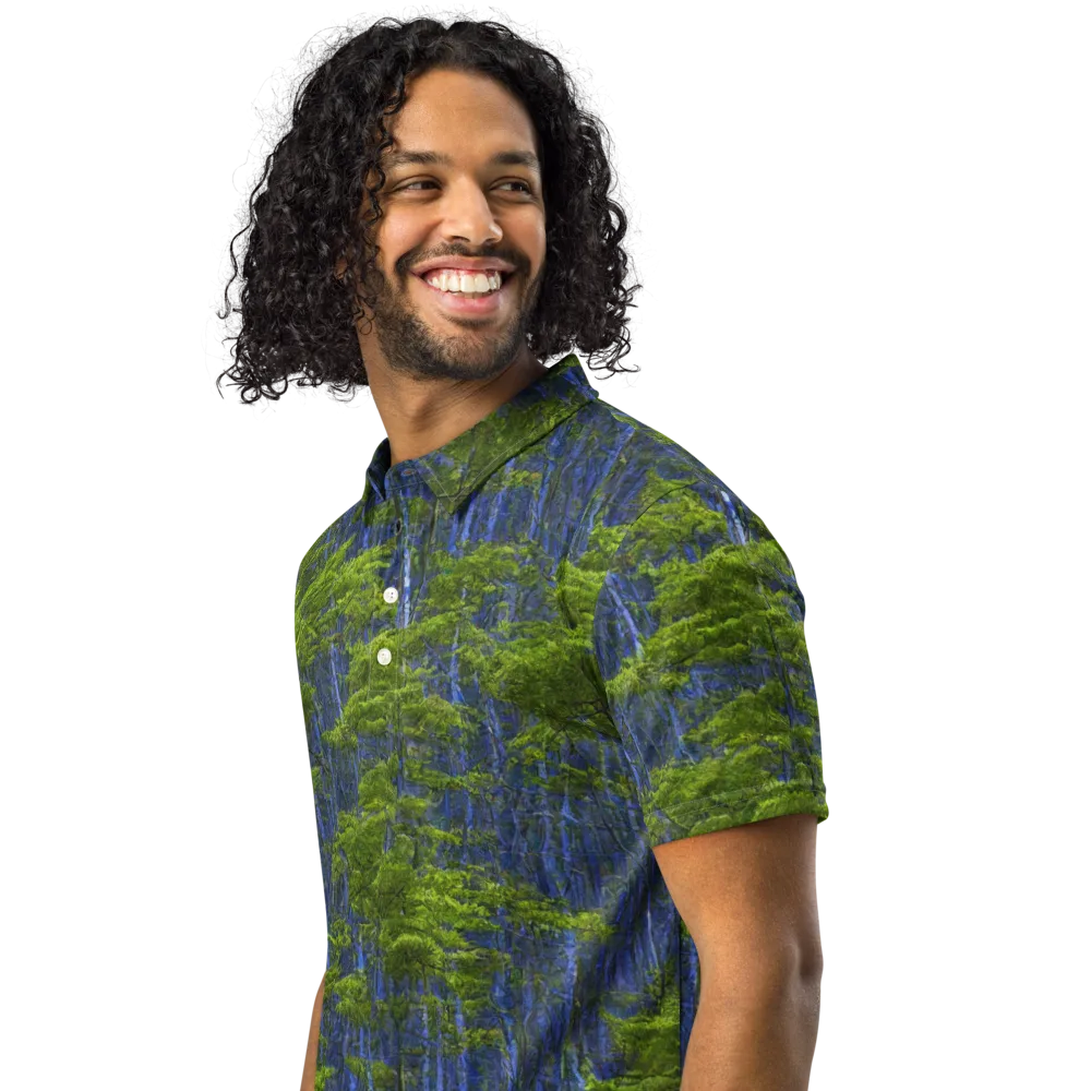 Cobalt Forest on Men's Slim Fit Polo Shirt — Left Front
