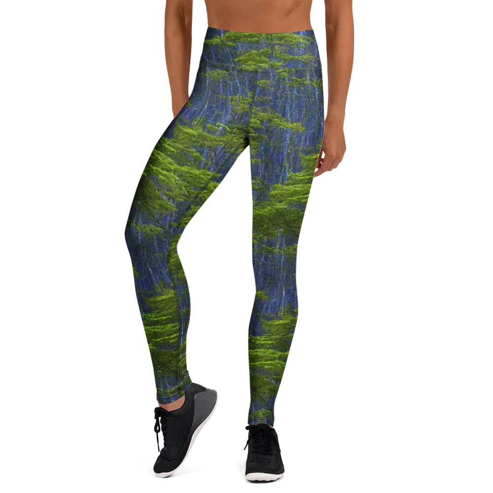 Cobalt Forest on Yoga Leggings — Front