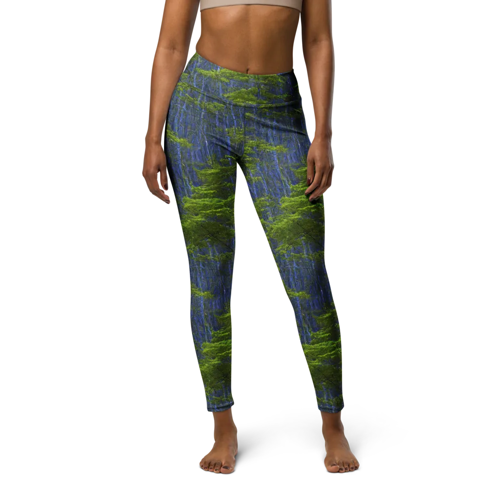Cobalt Forest on Yoga Leggings — Front