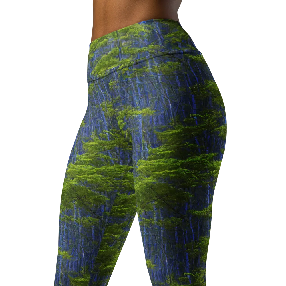 Cobalt Forest on Yoga Leggings — Left Front