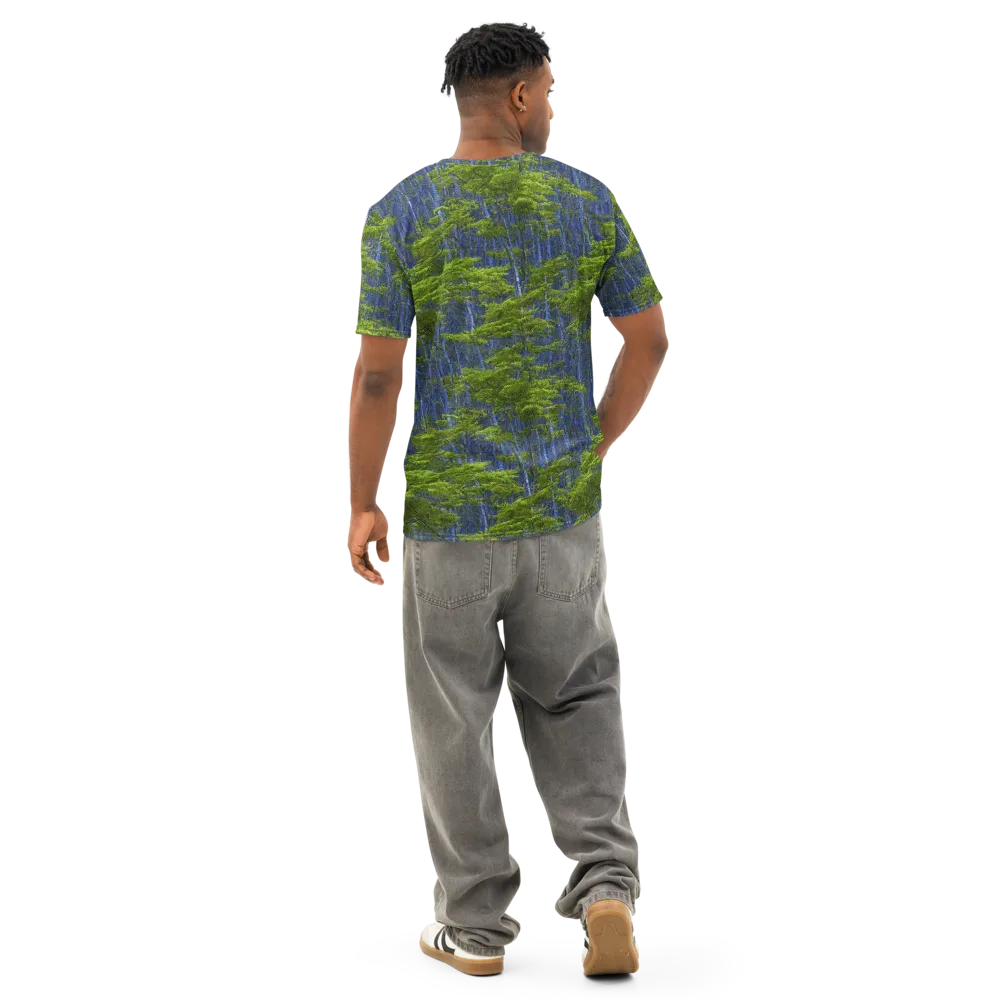 Cobalt Forest on Men's Cotton Crew Neck T-Shirt — Back