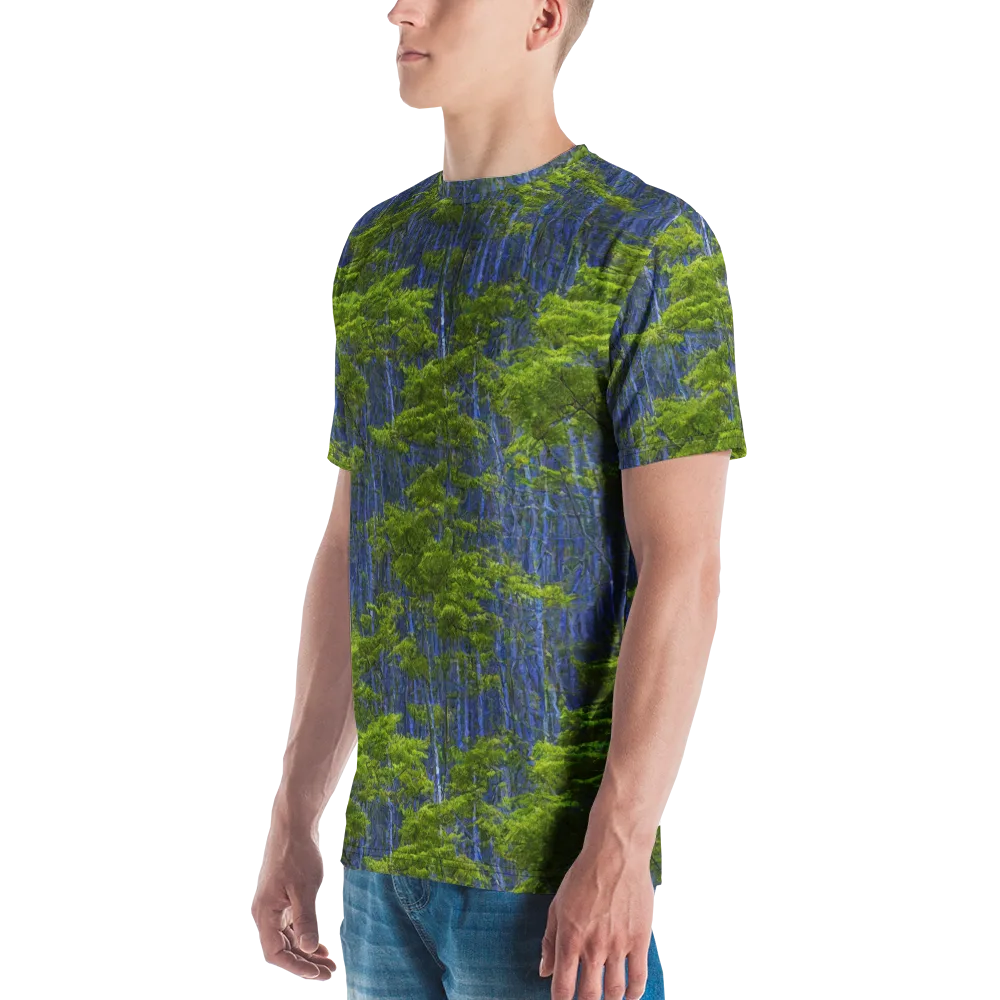 Cobalt Forest on Men's Crew Neck T-Shirt — Left