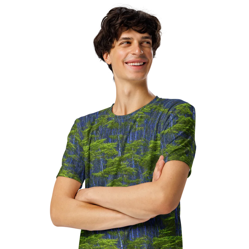 Cobalt Forest on Men's Crew Neck T-Shirt — Left Front