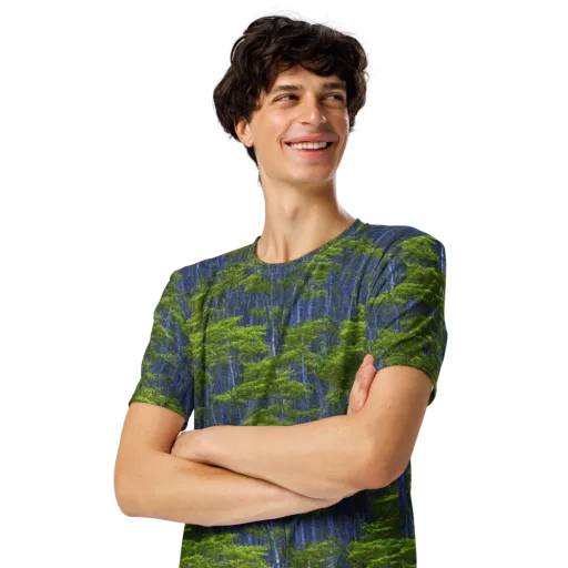 Cobalt Forest on a Men's Crew Neck T-Shirt