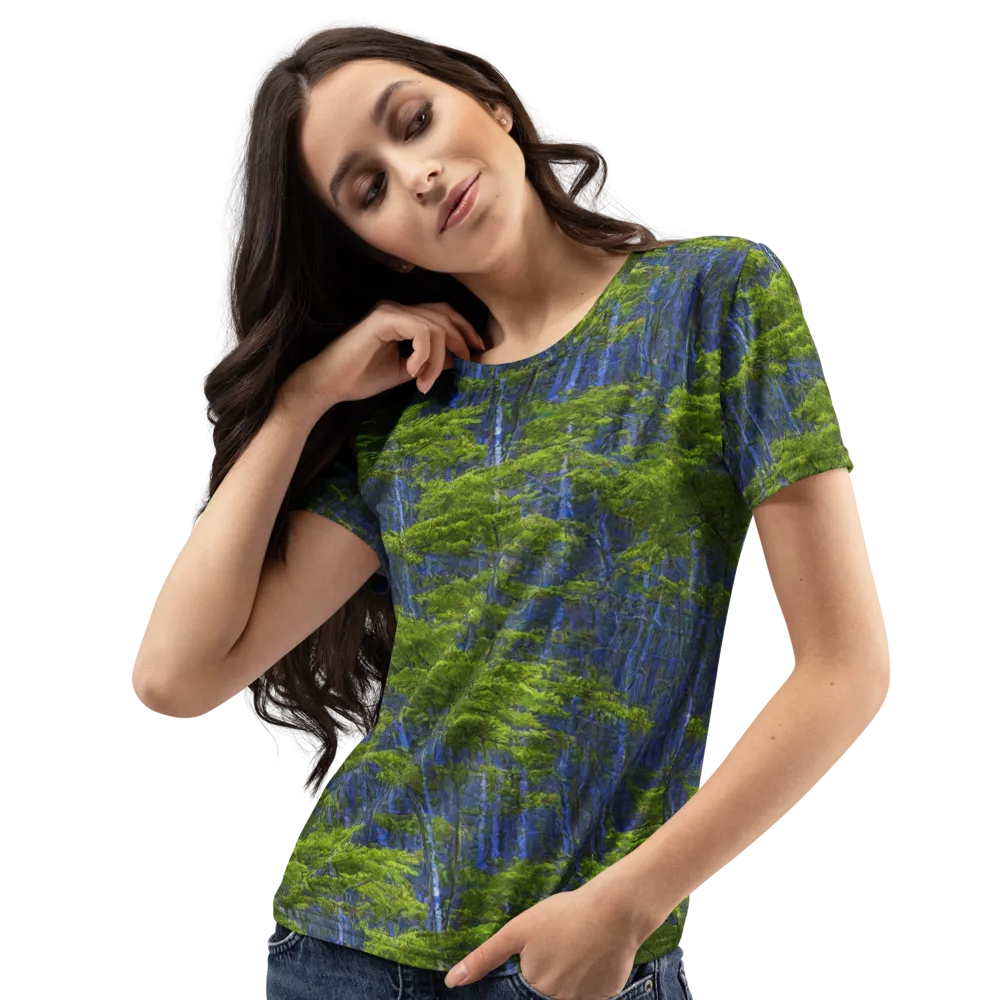 Cobalt Forest on Women's Crew Neck T-Shirt — Left Front