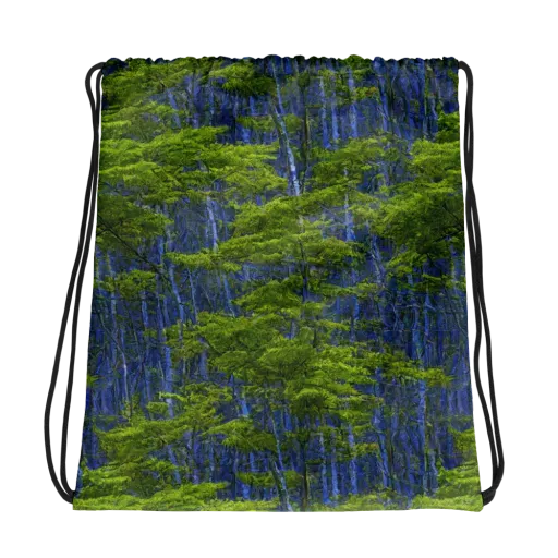 Cobalt Forest on a Drawstring Bag