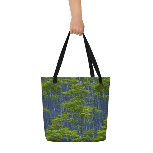 Cobalt Forest on a Large Tote Bag W/ Pocket