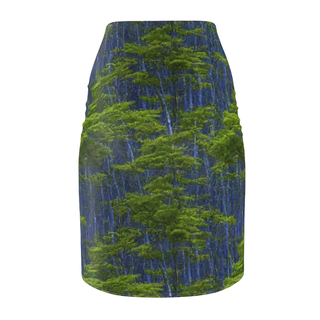 Cobalt Forest on Pencil Skirt — Back