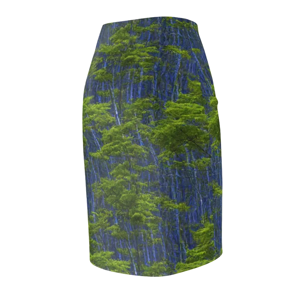 Cobalt Forest on Pencil Skirt — Back Side