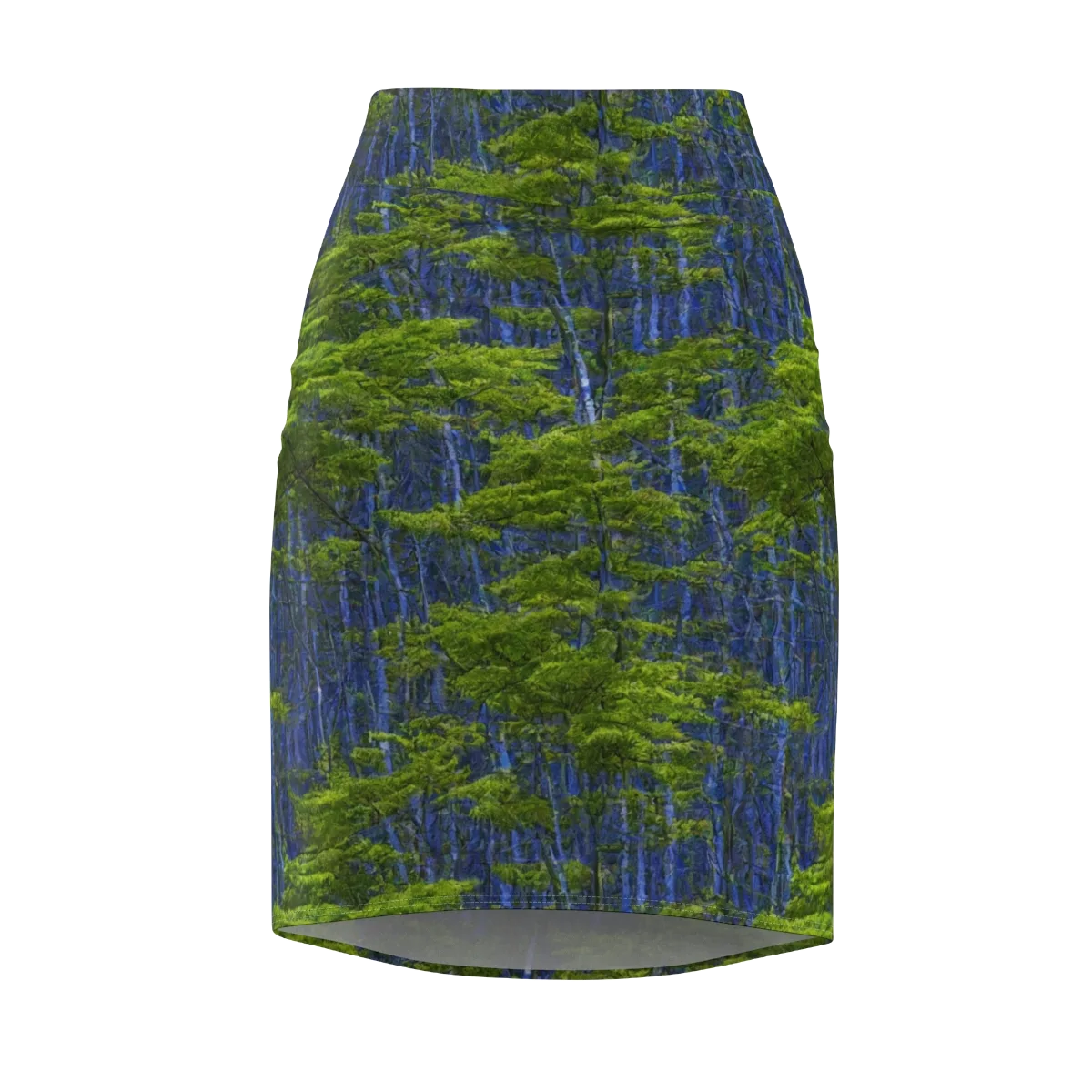 Cobalt Forest on Pencil Skirt — Front