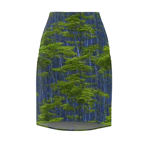 Cobalt Forest on a Pencil Skirt