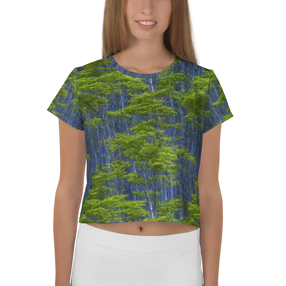 Cobalt Forest on Crop Tee — Front