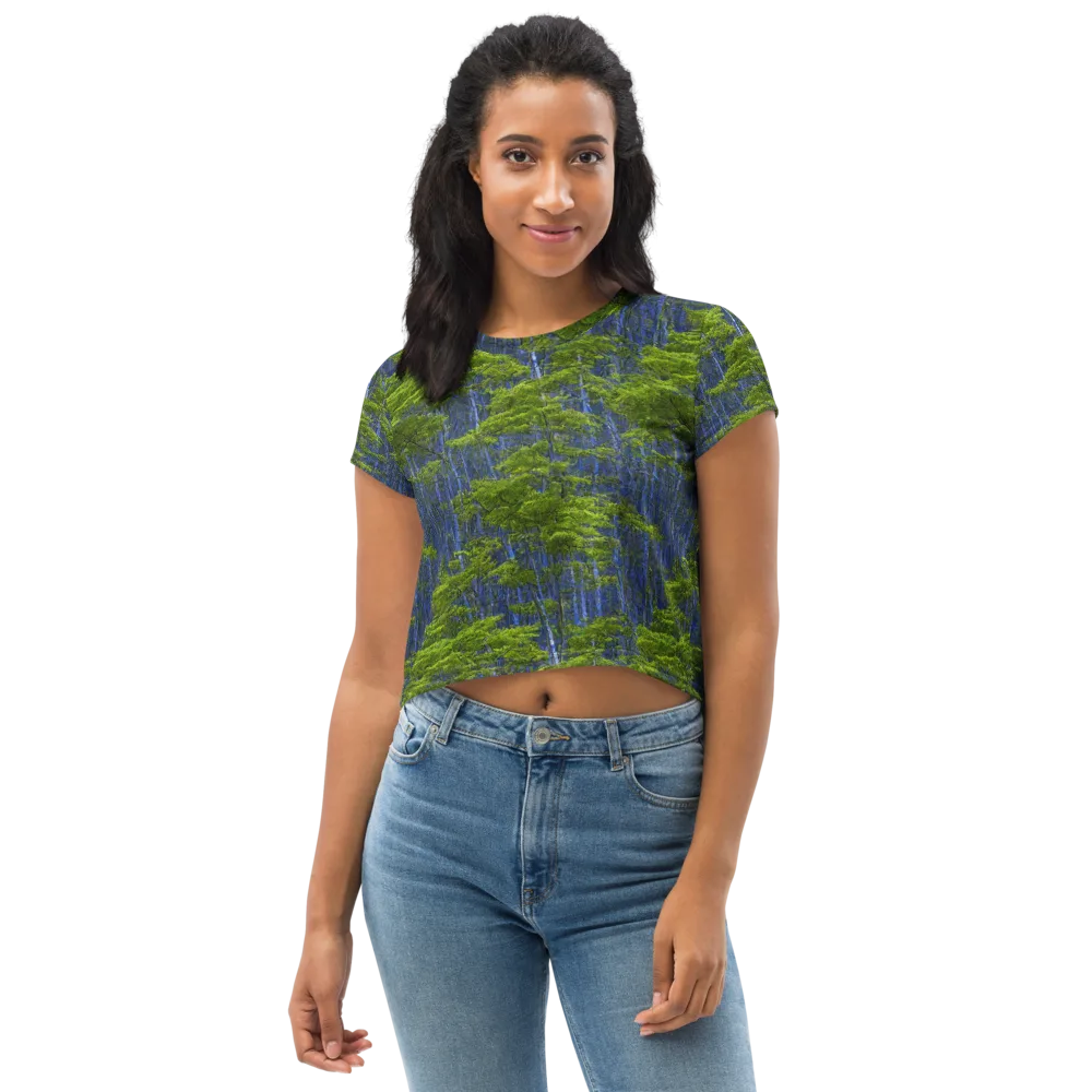 Cobalt Forest on Crop Tee — Front
