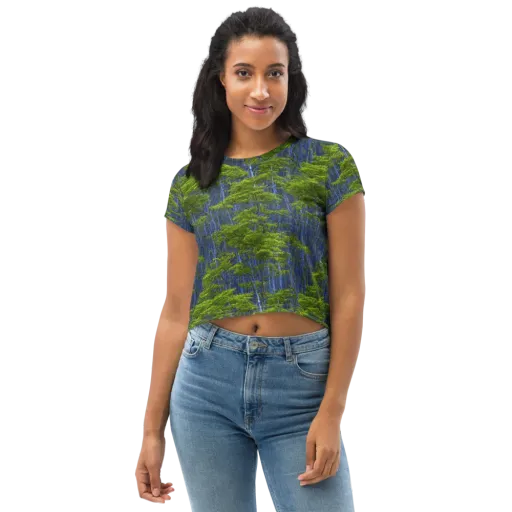 Cobalt Forest on a Crop Tee