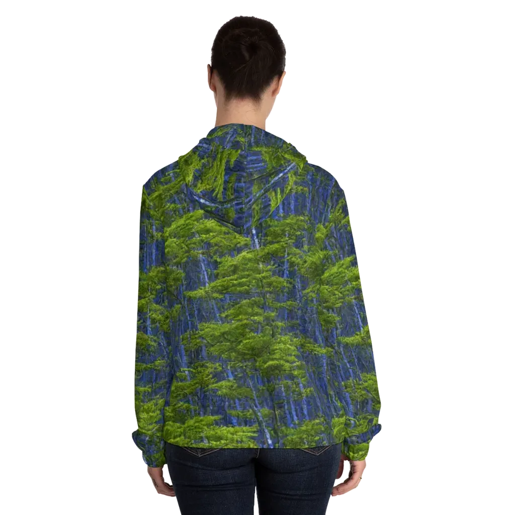 Cobalt Forest on Women's Full-Zip Hoodie — Back On Person
