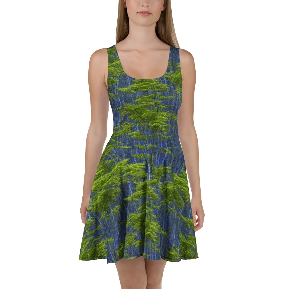 Cobalt Forest on Skater Dress — Front