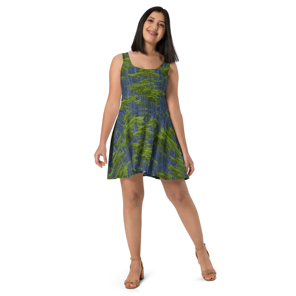 Cobalt Forest on Skater Dress — Front