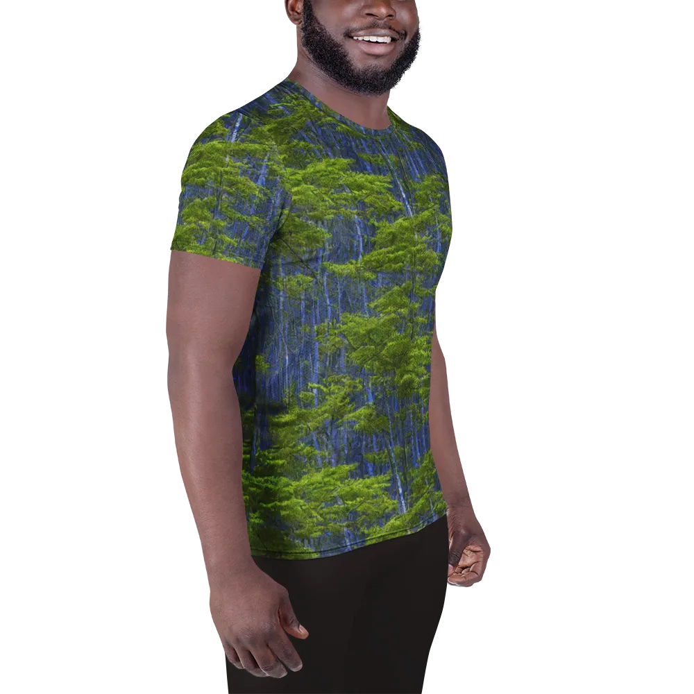 Cobalt Forest on Men's Athletic T-Shirt — Right