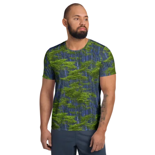 Cobalt Forest on a Men's Athletic T-Shirt