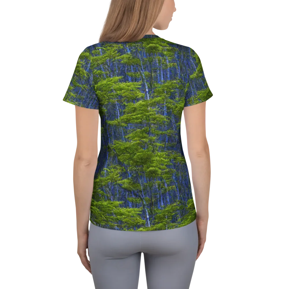 Cobalt Forest on Women's Athletic T-Shirt — Back