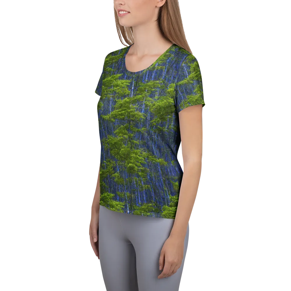 Cobalt Forest on Women's Athletic T-Shirt — Left