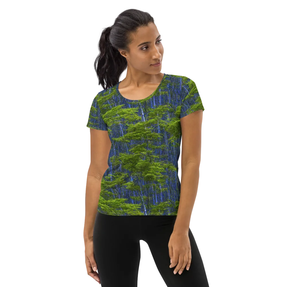 Cobalt Forest on Women's Athletic T-Shirt — Front