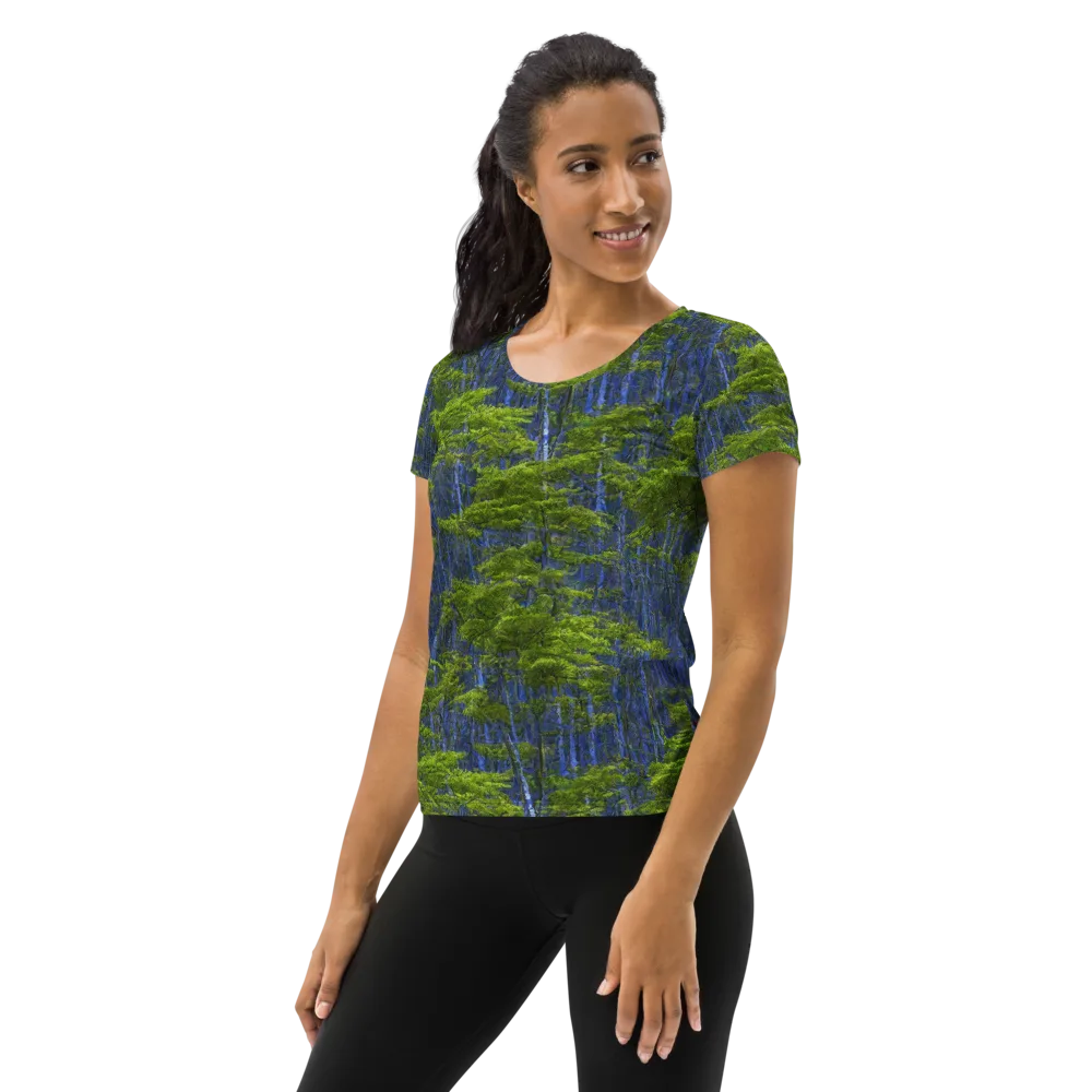 Cobalt Forest on Women's Athletic T-Shirt — Left