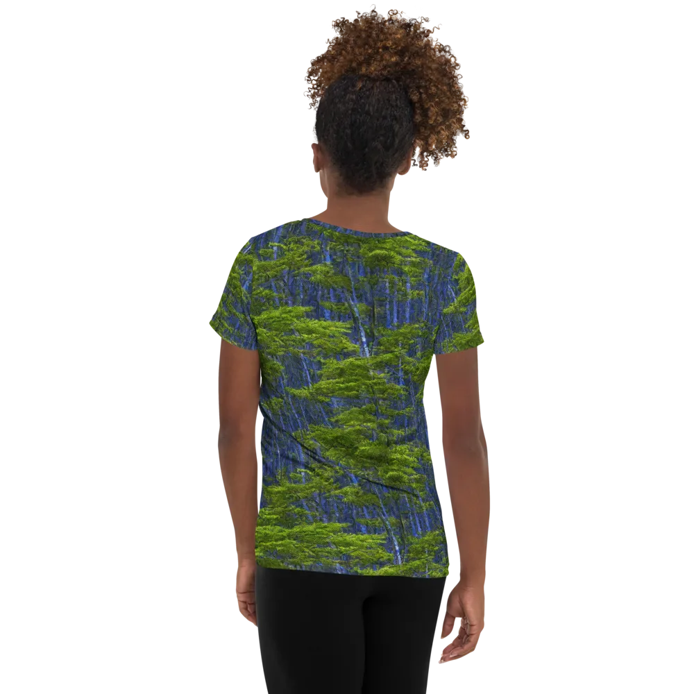 Cobalt Forest on Women's Athletic T-Shirt — Back